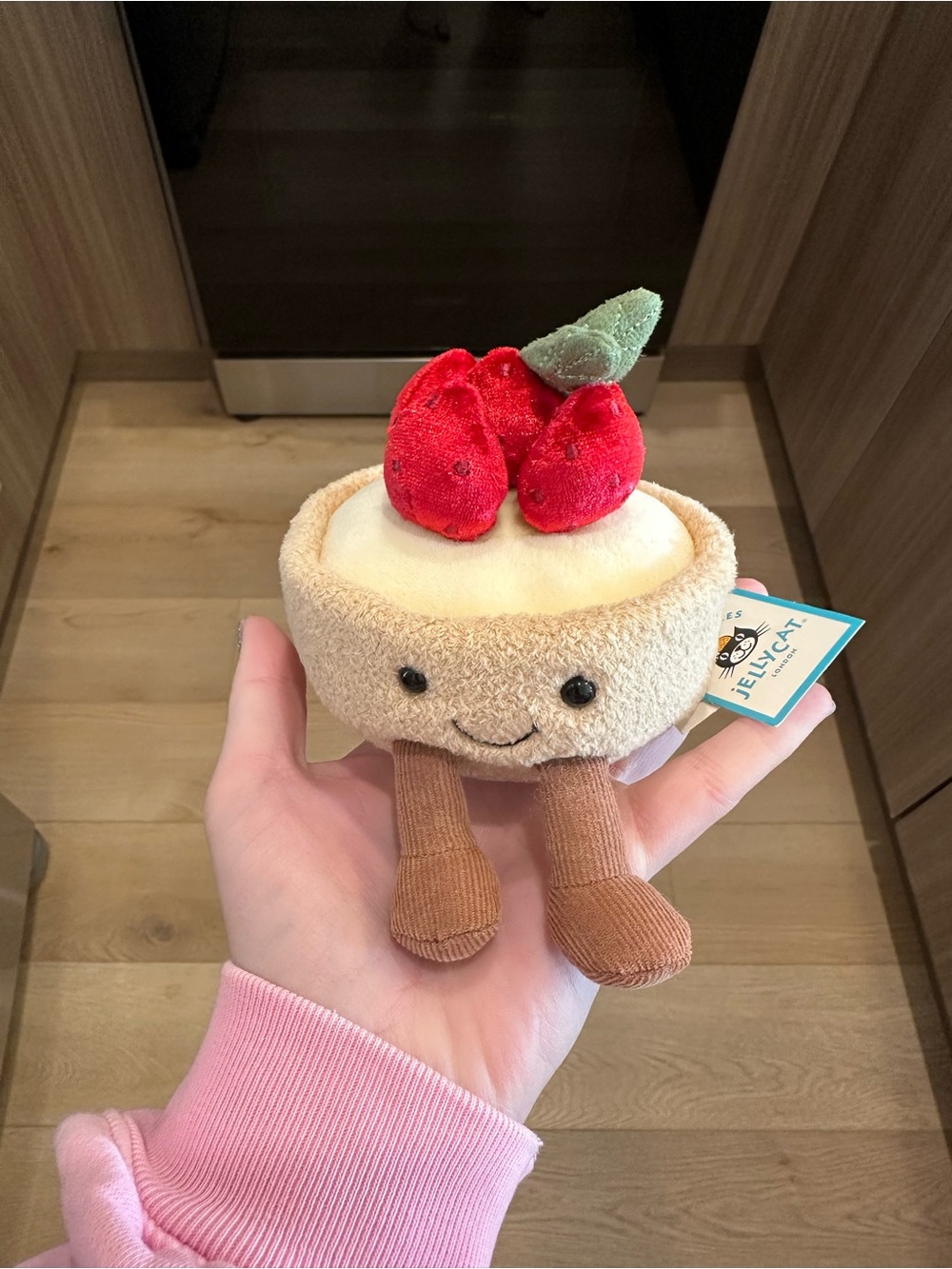 Jellycat Fleurette Tarte Strawberry Plush Mini - Beige, Red & Green